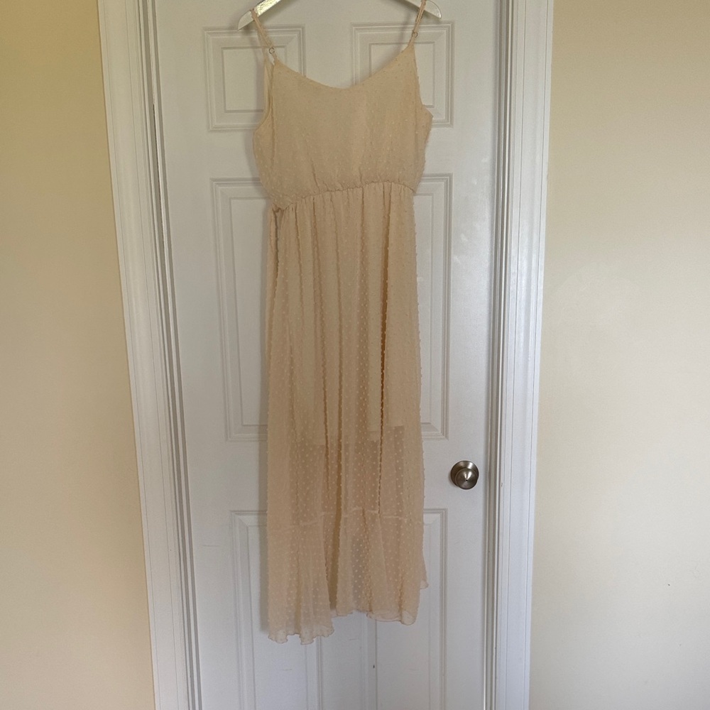 Altar'd State Cream Sheer Wrap High-Low Midi Dress - Picture 3 of 3